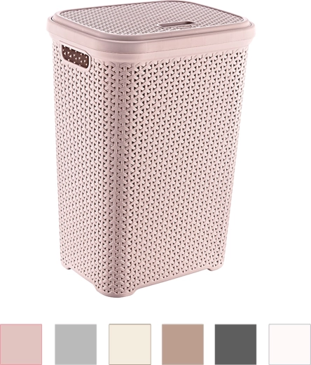 Coș de rufe cu design ratan, cu capac, 55 l