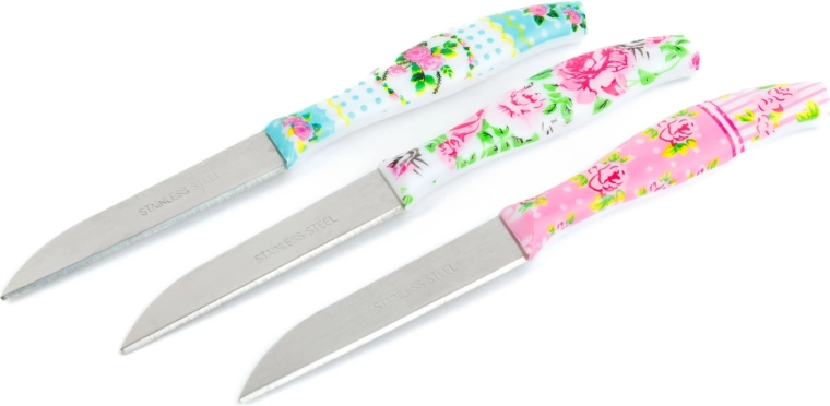 Set de cuțite de bucătărie cu model floral, 3 buc.