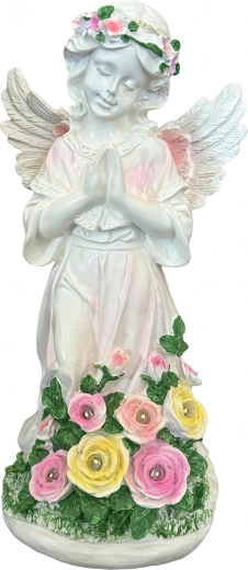 înger de grădină solar cu iluminare LED – statuetă decorativă și sfeșnic