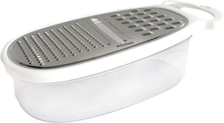 Răzătoare de bucătărie din inox cu mâner din plastic, albă