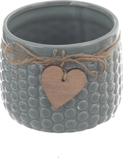 Ghiveci ceramică și lemn verde-gri 10 × 10 cm