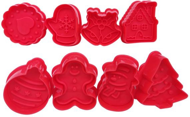 Ștampile pentru biscuiți de Crăciun, set 8 buc (5 × 5 cm), plastic