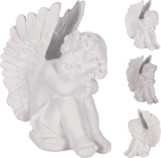 Decorațiune înger așezat alb 10 cm - 1 bucată