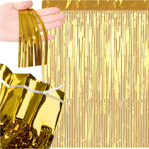 Cortină decorativă suspendată aurie din folie pentru petreceri RUHHY 100 x 200 cm