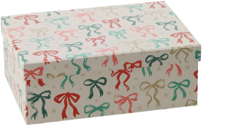Cutie cadou de Crăciun cu fundă decorativă 27 × 19,5 × 10 cm - 1 bucată