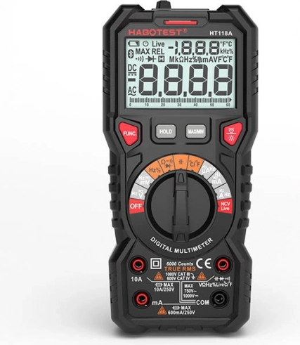 Multimetru digital cu funcție lanternă habotest ht118a true rms și ncv