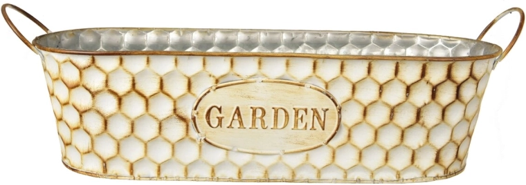 Ghiveci GARDEN din tablă, bej, 37 × 10 × 10 cm