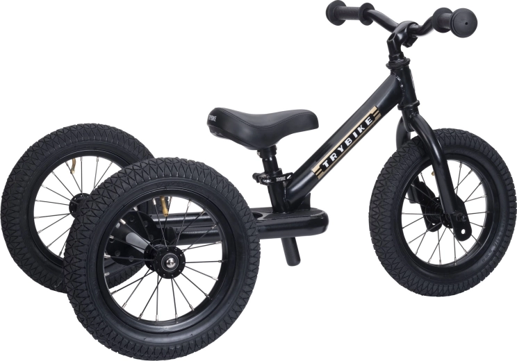 Trybike 2v1 bicicletă de echilibru și tricicletă pentru copii, neagră