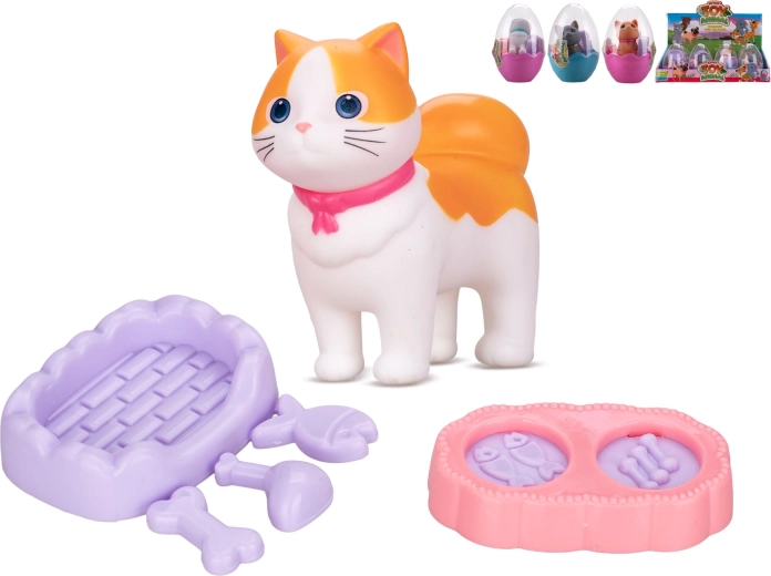 Figurină pisicuță în ou cu accesorii