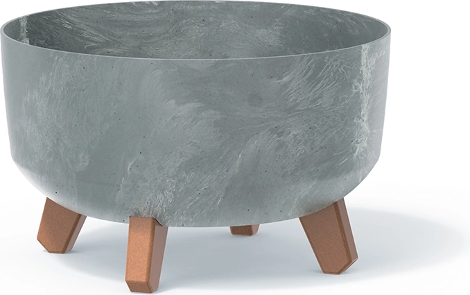 Ghiveci Gracia Low cu efect de beton, diametru 28,5 cm, gri