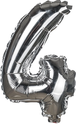 Balon din folie, cifra 4, 30 cm – auriu sau argintiu