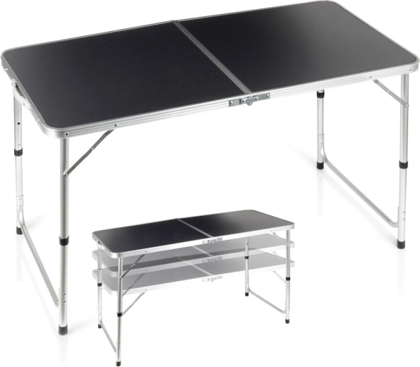 Masă de camping pliabilă Vilde 3în1 cu înălțime reglabilă 120 × 60 cm, grafit