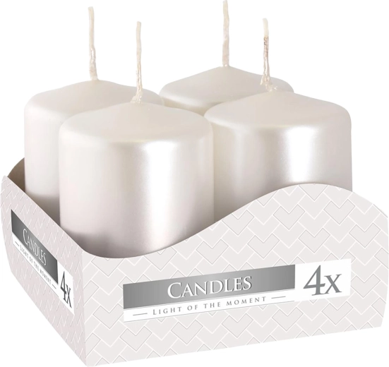 Lumânări de Advent 60 × 40 mm alb metalizat lucios (4 buc)