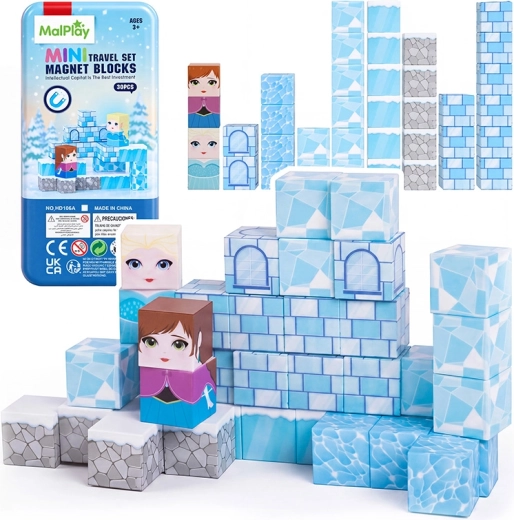 Cuburi magnetice Kraina Śniegu – set de construcție 38 de piese, 2 cm