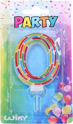 Lumânare party cifra 0 cu dungi