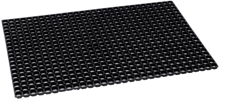 Covor de intrare din cauciuc, cu structură ajurată, 80 × 120 cm, negru