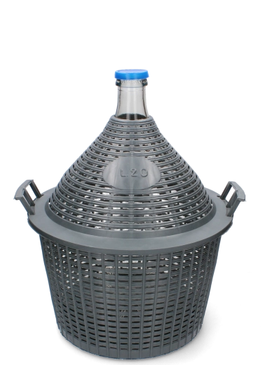 Damigeană din sticlă 20 l cu coș din plastic