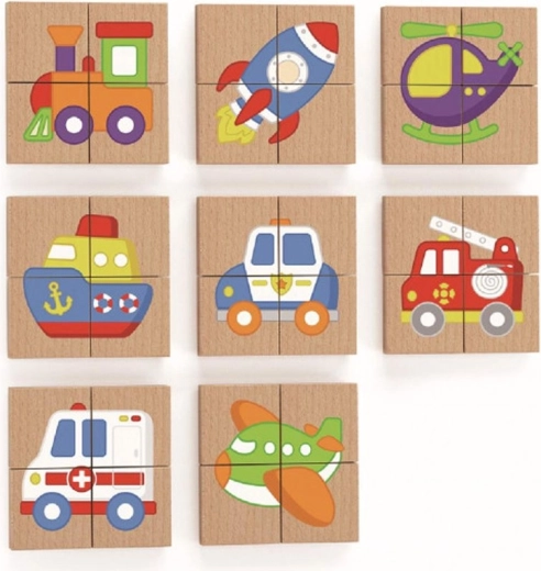 Puzzle Magnetic din Lemn Viga - Mijloace de Transport Certificat FSC