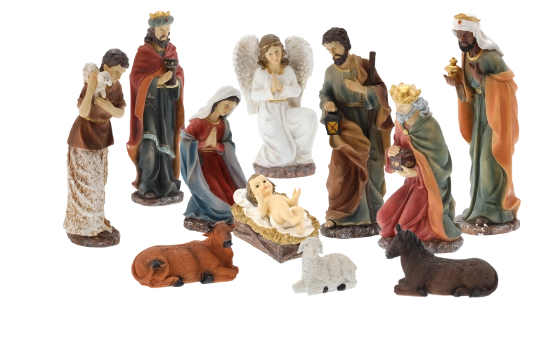 Set de figurine pentru iesle din rășină epoxidică – 11 piese (până la 46 cm)