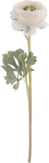 Floare artificială ranunculus (piciorul-cocoșului) albă, 37 cm