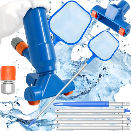 Set pentru curățarea fundului piscinei și a jacuzzi-ului – aspirator manual cu perie și plasă