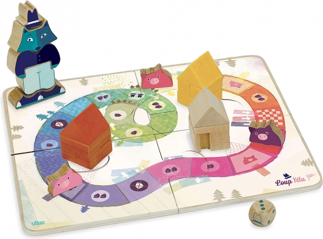 Vilac jocul celor trei purceluși – joc de masă cooperativ din lemn pentru copii