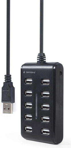 Hub USB 2.0 cu 10 porturi, negru