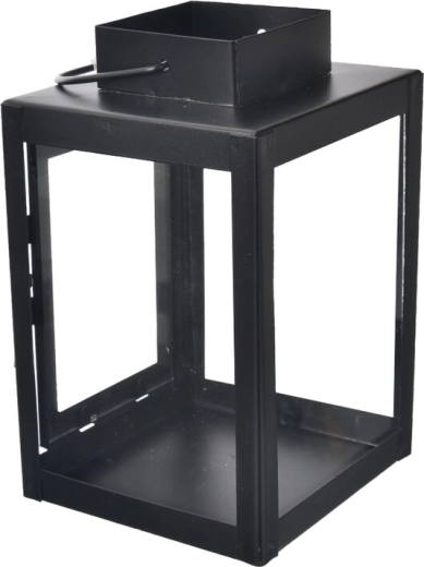 Felinar decorativ din tablă, negru, 16 cm