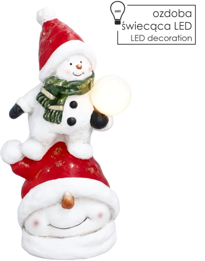 Figurină decorativă de Crăciun om de zăpadă cu glob LED 47 cm - 1 bucată