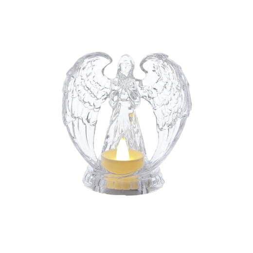 Lumânare LED Înger transparentă 10,7 × 11,1 cm