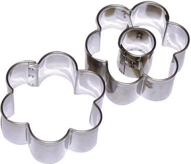 Set de forme decupatoare din inox, floare cu centru 4 cm, set 2 buc