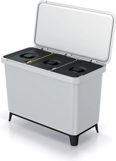 Coș de sortare a deșeurilor Prosperplast Systema 3×10 l, montabil pe perete sau independent