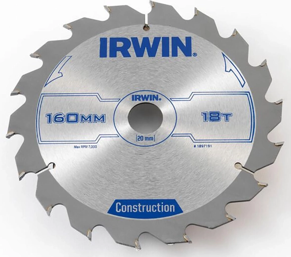 Disc circular 160 mm, 18 dinți, tăiere subțire IRWIN