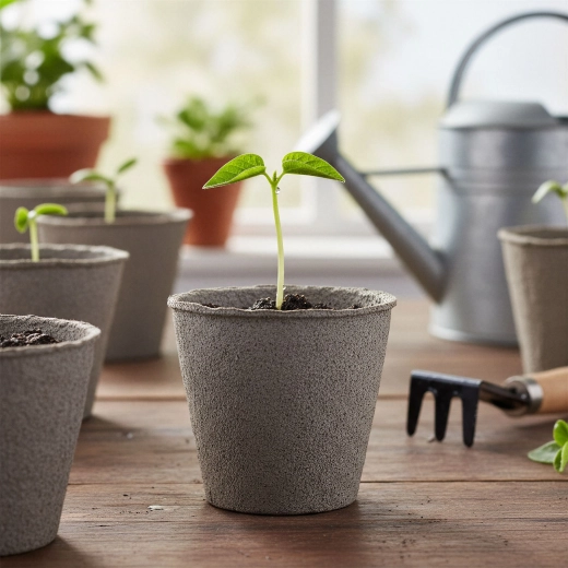 Ghivece din hârtie pentru cultivarea răsadurilor Ø 8 cm, rotunde – 10 bucăți