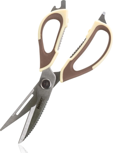 Foarfecă de bucătărie universală detașabilă 22,5 cm bej‑maro