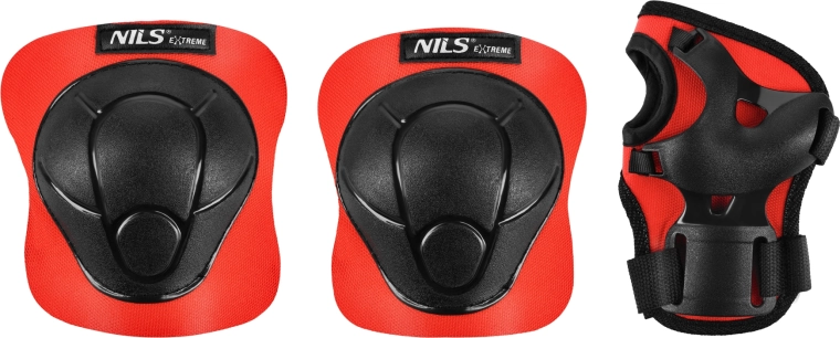 Set de protecții pentru role și skateboard NILS Extreme H210 roșu – M