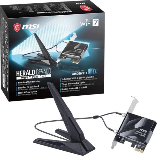 MSI Herald BE9400 WiFi 7 placă de rețea PCIe