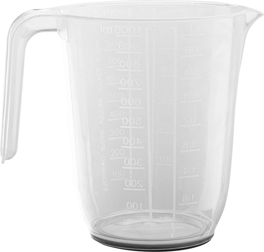 Cană gradată 1 l cu bază antiderapantă, albă (mix de culori)