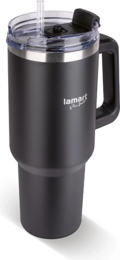 Cană termoizolantă Lamart Huge neagră 1,2 l