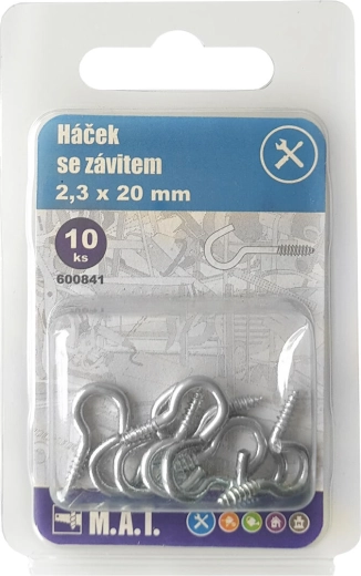 Cârlig cu filet zincat 40 × 2,8 mm, pachet 10 buc