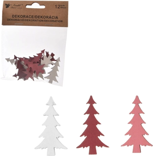 Brăduț din lemn roz-alb 4 cm (12 buc.)