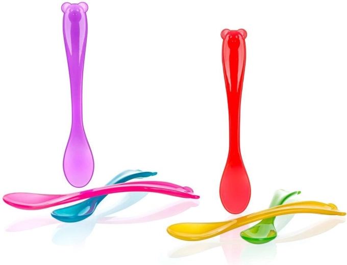 Lingurițe pentru copii 4Kids, din plastic, 13,5 cm, mix de culori, 3 buc