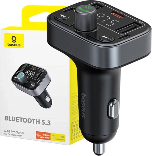 Baseus S-09 Pro transmițător FM Bluetooth pentru mașină, negru