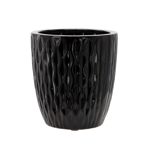 Masca ceramică pentru ghiveci 32 × 32 × 35,5 cm, negru lucios