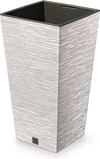 Ghiveci Furu Square Eco Wood cu insert 24 cm – alb