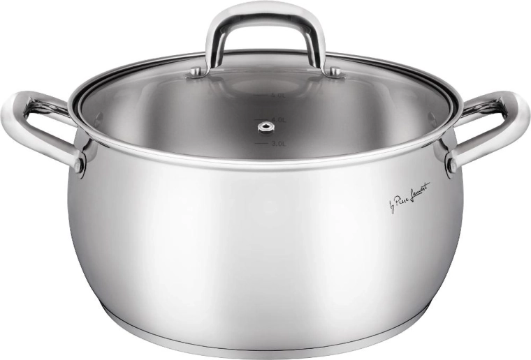 Cratiță din oțel inoxidabil Lamart Shape cu capac, 5,6 l
