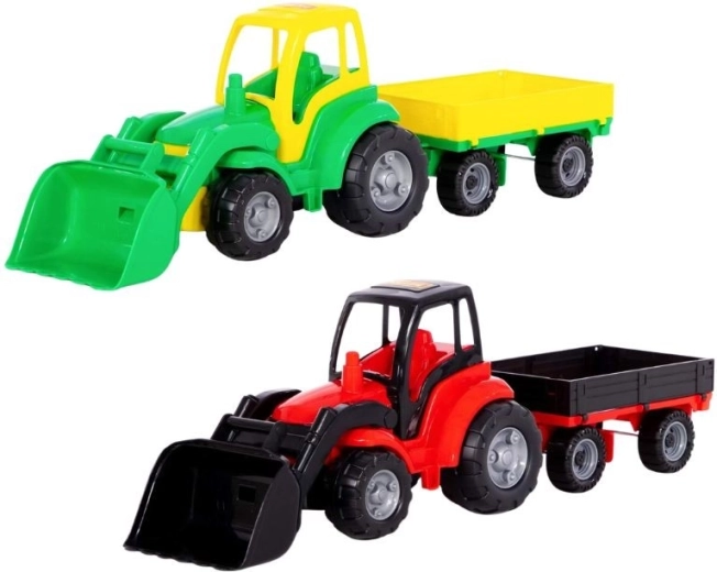 Tractor mare din plastic cu remorcă și lamă - 1 bucată