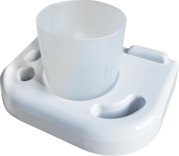 Suport pentru pahar de baie cu pahar alb, plastic, 15,9 × 11 × 4 cm