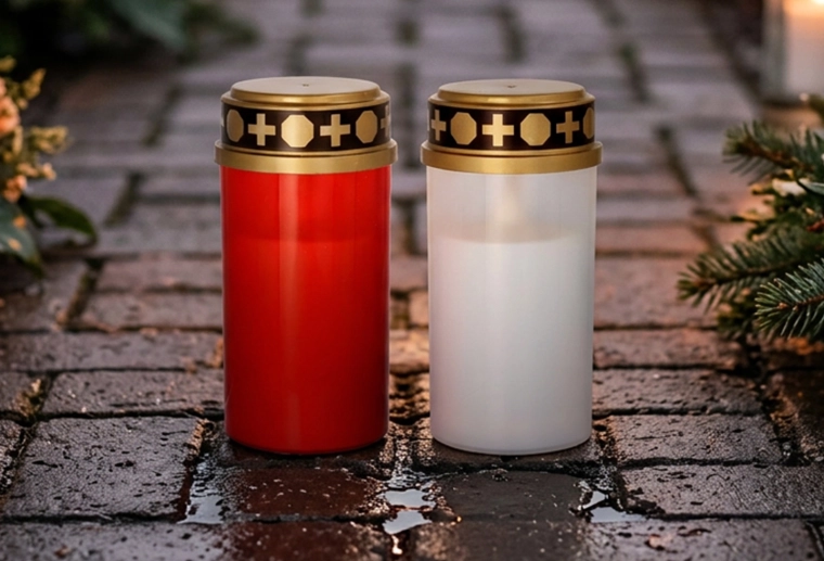 Lumânare LED de cimitir 6 × 10 cm cu efect de flacără – mix de culori