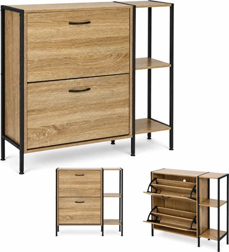 Pantofar cu rafturi pentru hol ModernHome, stejar deschis
